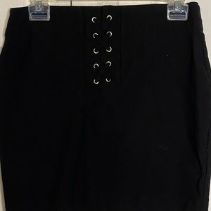 Black lace up mini skirt